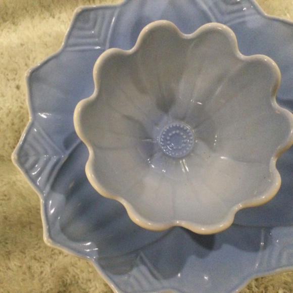 Fire King  Lotus Blossom and Leaf Bowl Plate Snack Set - Picture 3 of 11